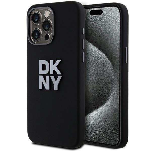 DKNY Liquid Silicone Metal Logo iPhone 15 Pro Max-etui - Sort
