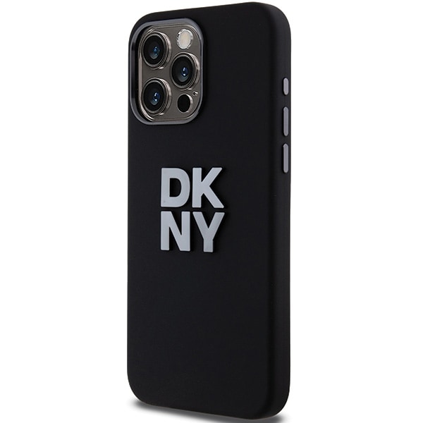 DKNY Liquid Silicone Metal Logo iPhone 15 Pro Max-etui - Sort