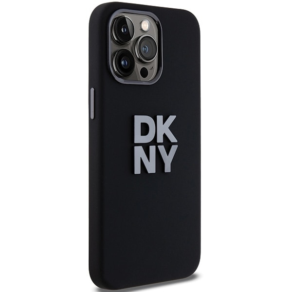 DKNY Liquid Silicone Metal Logo iPhone 15 Pro Max-etui - Sort