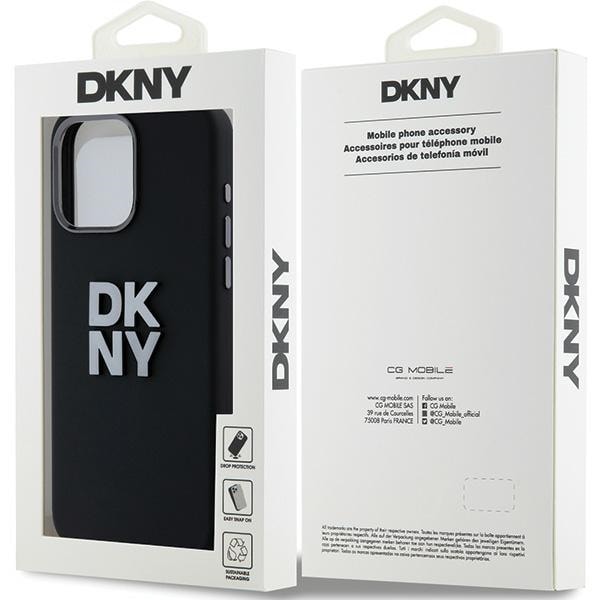 DKNY Liquid Silicone Metal Logo iPhone 15 Pro Max-etui - Sort