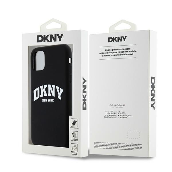 DKNY Liquid Silicone White Printed Logo MagSafe-etui til iPhone 11/Xr - Sort