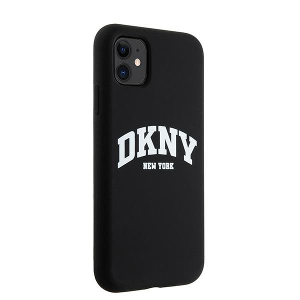 DKNY Liquid Silicone White Printed Logo MagSafe-etui til iPhone 11/Xr - Sort