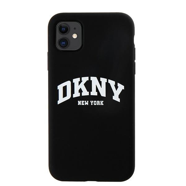 DKNY Liquid Silicone White Printed Logo MagSafe-etui til iPhone 11/Xr - Sort