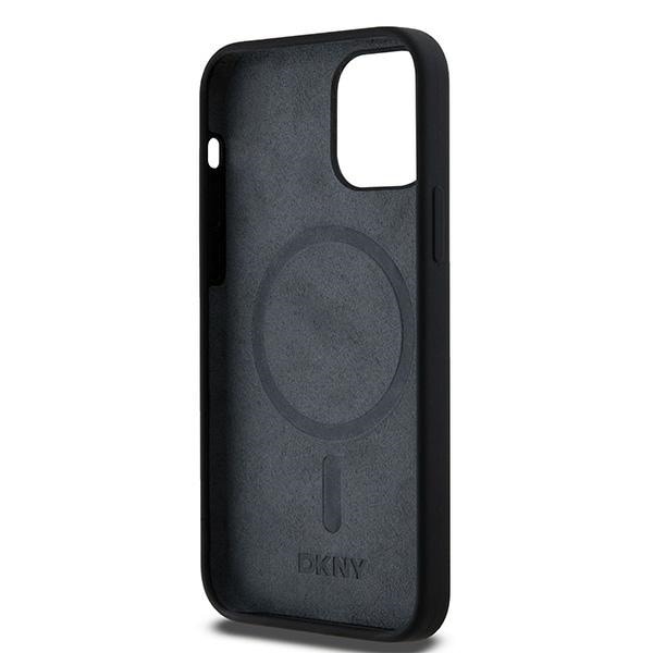DKNY Liquid Silicone White Printed Logo MagSafe-etui til iPhone 12/12 Pro - Sort