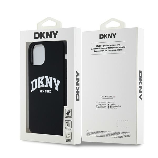 DKNY Liquid Silicone White Printed Logo MagSafe-etui til iPhone 12/12 Pro - Sort
