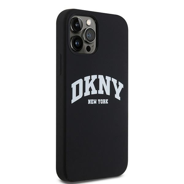 DKNY Liquid Silicone White Printed Logo MagSafe-etui til iPhone 12/12 Pro - Sort