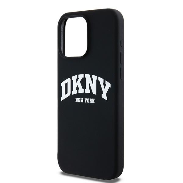 DKNY Liquid Silicone White Printed Logo MagSafe iPhone 13 Pro Max-etui - Sort