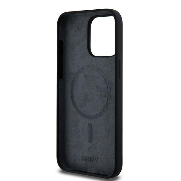 DKNY Liquid Silicone White Printed Logo MagSafe iPhone 13 Pro Max-etui - Sort