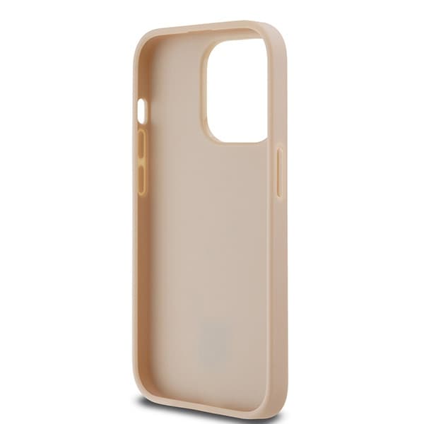 DKNY læderetui med ternet ensfarvet mønster og trykte striber til iPhone 14 Pro - pink