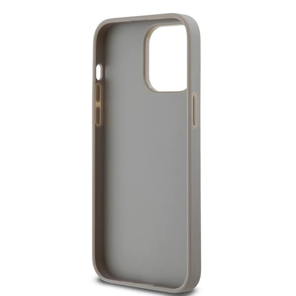 DKNY læderetui med monostribe og metallogo til iPhone 14 Pro - beige