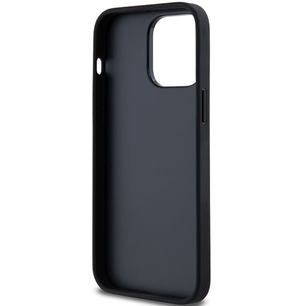 DKNY læderetui med monostribe og metallogo til iPhone 14 Pro - sort