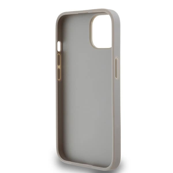DKNY læderetui med monostribe og metallogo til iPhone 15 / 14 / 13 - beige