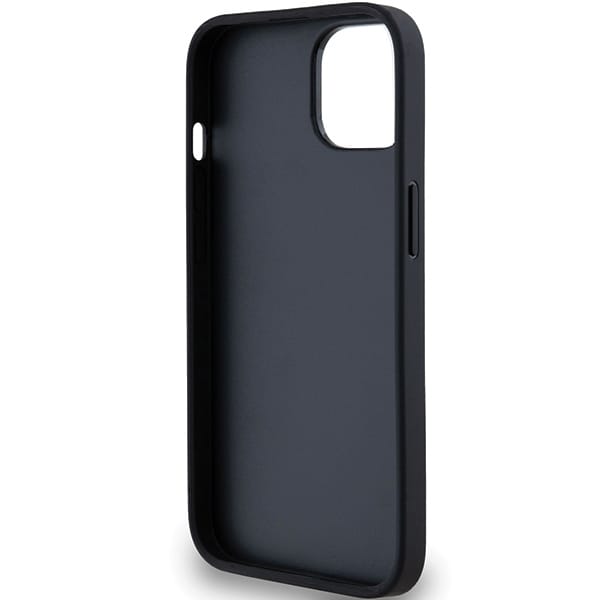 DKNY læderetui med monostribe og metallogo til iPhone 15/14/13 - Sort