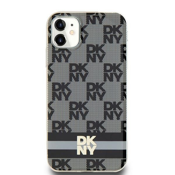 DKNY IML Checkered Mono Pattern & Printed Stripes MagSafe-etui til iPhone 11 / Xr - Sort