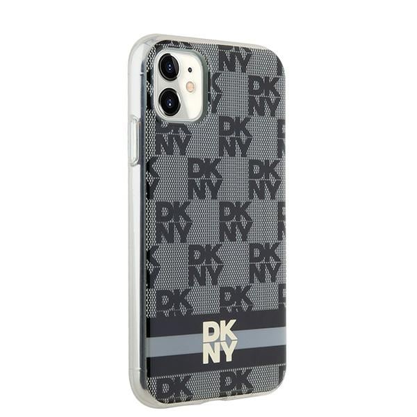 DKNY IML Checkered Mono Pattern & Printed Stripes MagSafe-etui til iPhone 11 / Xr - Sort