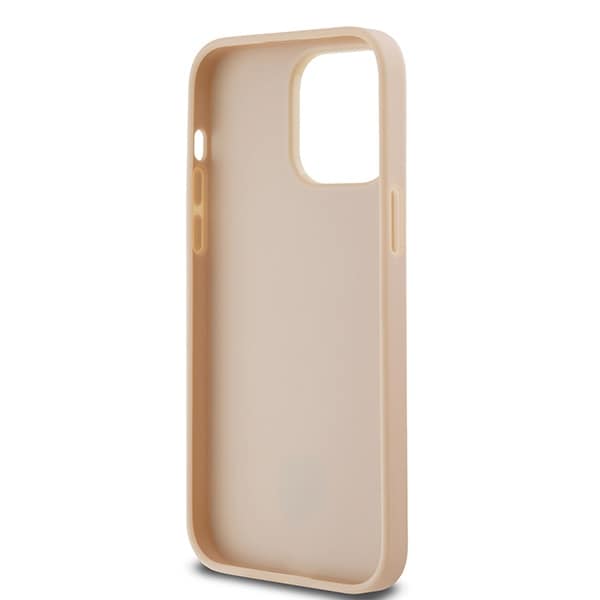 DKNY læderetui med ternet ensfarvet mønster og trykte striber til iPhone 14 Pro Max - pink