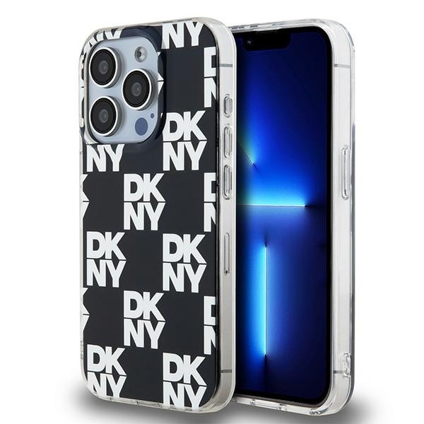 DKNY IML Checkered Mono Pattern etui til iPhone 15 Pro - sort