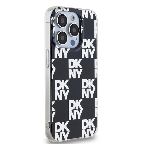 DKNY IML Checkered Mono Pattern etui til iPhone 15 Pro - sort