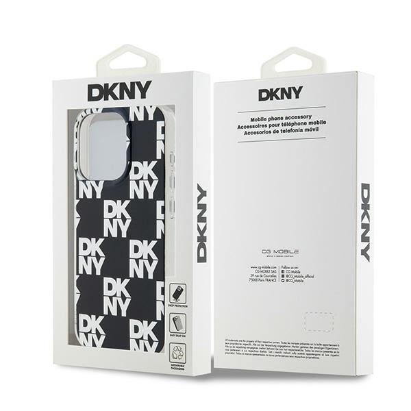 DKNY IML Checkered Mono Pattern etui til iPhone 15 Pro Max - sort