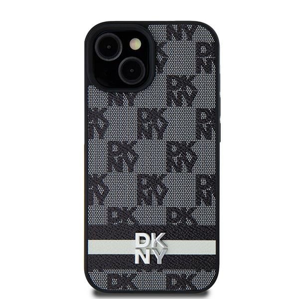 DKNY Leather Checkered Mono Pattern & Printed Stripes etui til Samsung Galaxy S24+ - sort