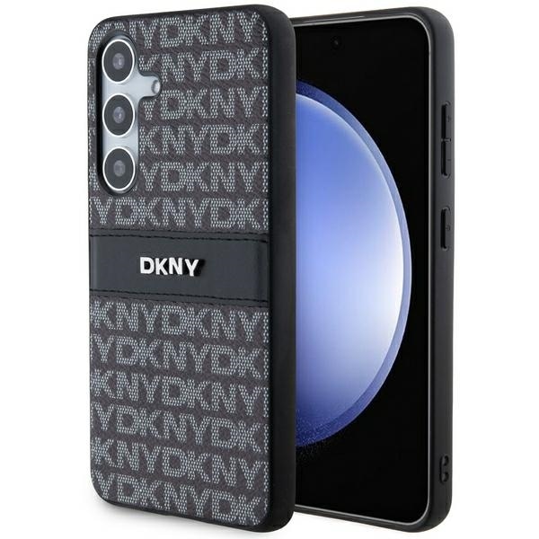 DKNY læderetui med monostribe og metallogo til Samsung Galaxy S24 - sort