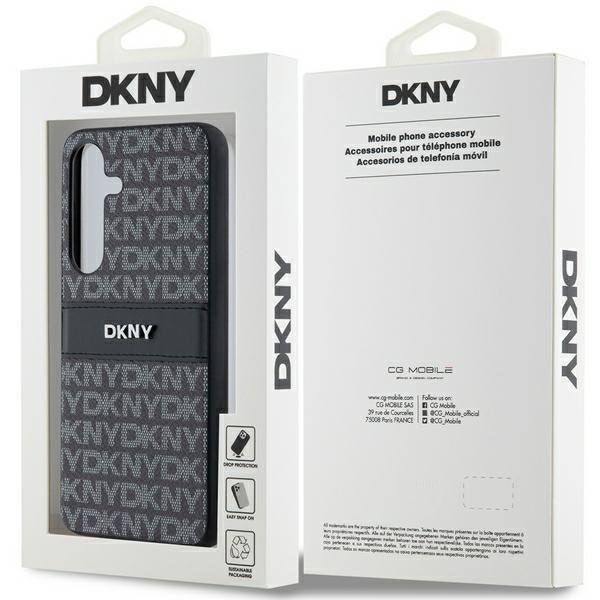 DKNY læderetui med monostribe og metallogo til Samsung Galaxy S24 - sort