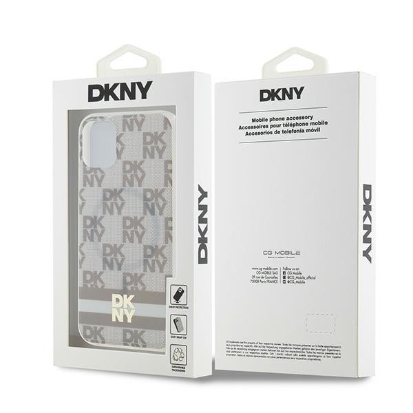 DKNY IML Checkered Mono Pattern & Printed Stripes MagSafe-etui til iPhone 11 / Xr - beige