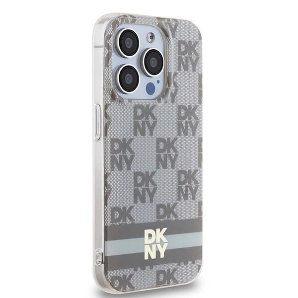 DKNY IML Checkered Mono Pattern & Printed Stripes MagSafe-etui til iPhone 13 Pro / 13 - beige