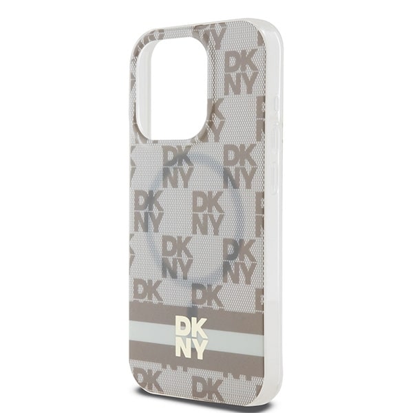 DKNY IML Checkered Mono Pattern & Printed Stripes MagSafe-etui til iPhone 13 Pro / 13 - beige