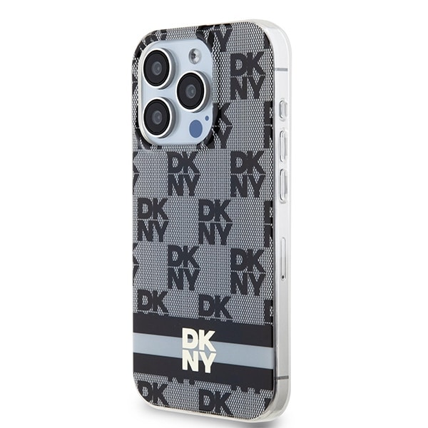 DKNY IML Checkered Mono Pattern & Printed Stripes MagSafe-etui til iPhone 13 Pro / 13 - Sort