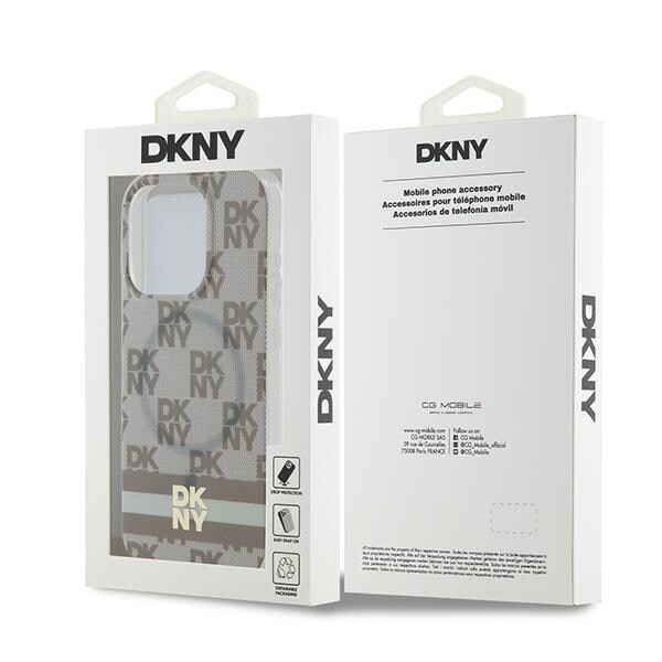 DKNY IML Checkered Mono Pattern & Printed Stripes MagSafe-etui til iPhone 13 Pro Max - beige
