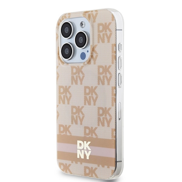 DKNY IML Checkered Mono Pattern & Printed Stripes MagSafe-etui til iPhone 13 Pro Max - pink