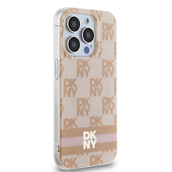 DKNY IML Checkered Mono Pattern & Printed Stripes MagSafe-etui til iPhone 13 Pro Max - pink