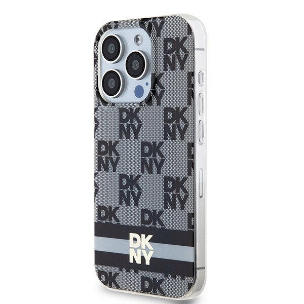 DKNY IML Checkered Mono Pattern & Printed Stripes MagSafe-etui til iPhone 14 Pro - Sort