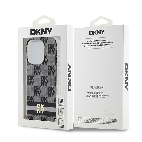 DKNY IML Checkered Mono Pattern & Printed Stripes MagSafe-etui til iPhone 14 Pro - Sort