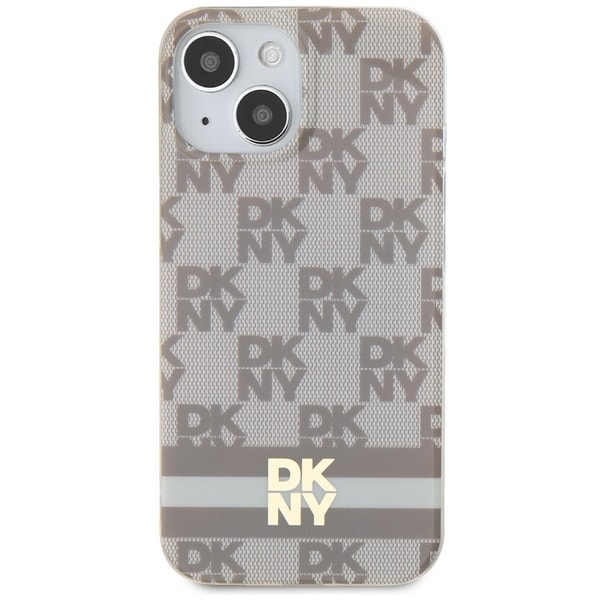 DKNY IML Checkered Mono Pattern & Printed Stripes MagSafe-etui til iPhone 15 / 14 / 13 - beige