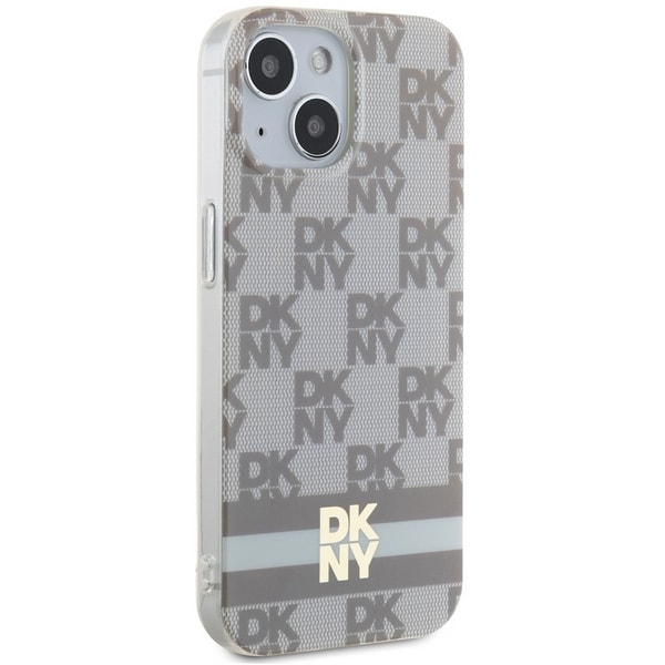 DKNY IML Checkered Mono Pattern & Printed Stripes MagSafe-etui til iPhone 15 / 14 / 13 - beige