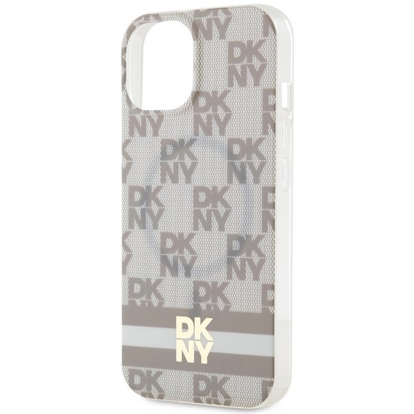 DKNY IML Checkered Mono Pattern & Printed Stripes MagSafe-etui til iPhone 15 / 14 / 13 - beige