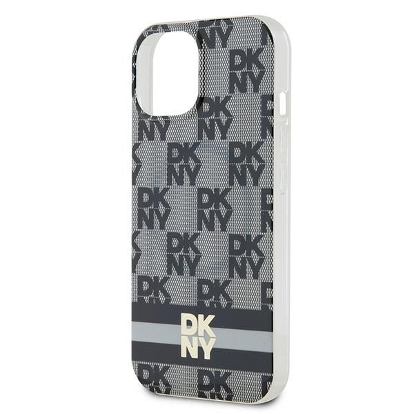 DKNY IML Checkered Mono Pattern & Printed Stripes MagSafe-etui til iPhone 15/14/13 - Sort