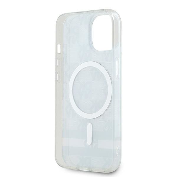DKNY IML Checkered Mono Pattern & Printed Stripes MagSafe-etui til iPhone 15/14/13 - Sort