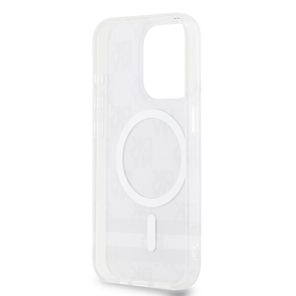 DKNY IML Checkered Mono Pattern & Printed Stripes MagSafe-etui til iPhone 14 Pro Max - Sort