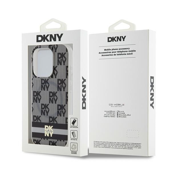 DKNY IML Checkered Mono Pattern & Printed Stripes MagSafe-etui til iPhone 14 Pro Max - Sort