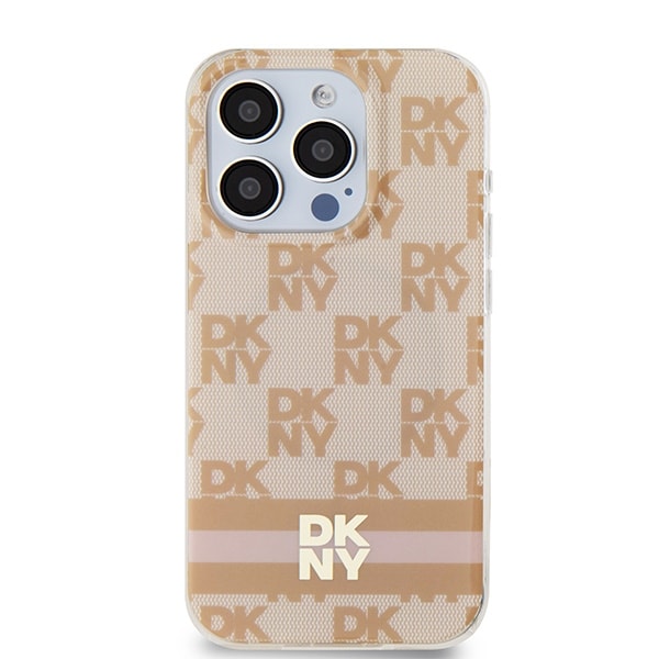 DKNY IML Checkered Mono Pattern & Printed Stripes MagSafe-etui til iPhone 15 Pro Max - pink