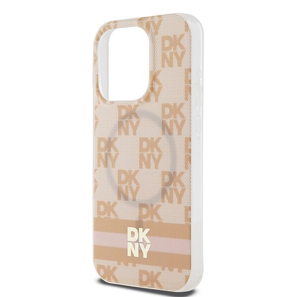 DKNY IML Checkered Mono Pattern & Printed Stripes MagSafe-etui til iPhone 15 Pro Max - pink