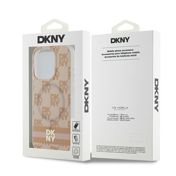 DKNY IML Checkered Mono Pattern & Printed Stripes MagSafe-etui til iPhone 15 Pro Max - pink