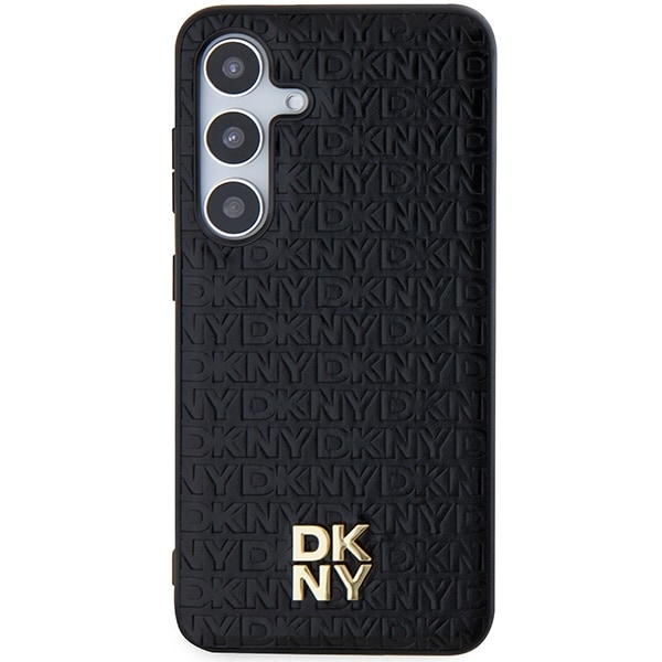DKNY MagSafe-etui med lædermønster og metallogo til Samsung Galaxy S24 - sort