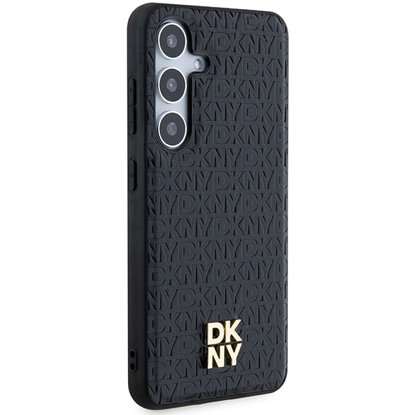 DKNY MagSafe-etui med lædermønster og metallogo til Samsung Galaxy S24 - sort