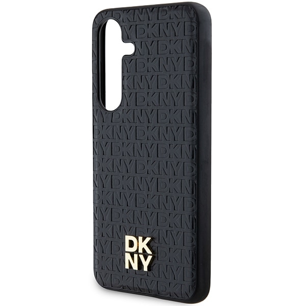 DKNY MagSafe-etui med lædermønster og metallogo til Samsung Galaxy S24 - sort