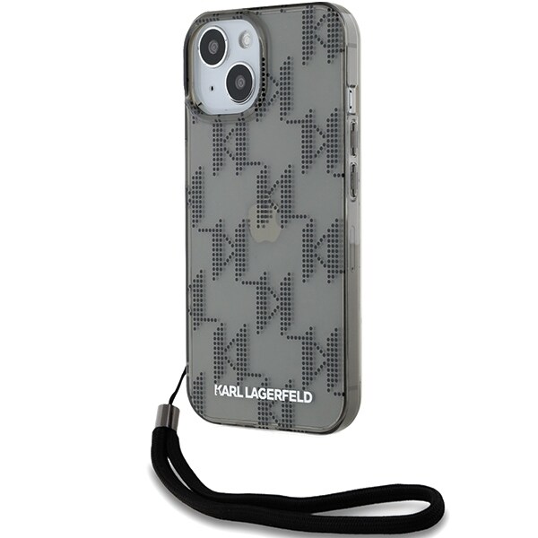 Karl Lagerfeld IML Mono KL Pattern & Cord etui til iPhone 15 / 14 / 13 - sort