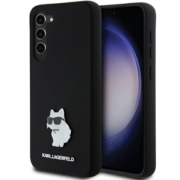 Karl Lagerfeld Silikone Choupette Metal Pin etui til Samsung Galaxy S24+ - sort